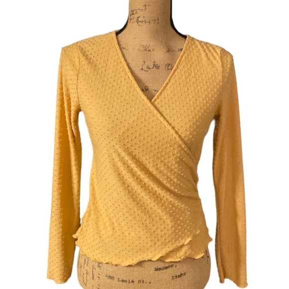 Lush Pin Dot Wrap Blouse- size Small - Picture 1 of 6